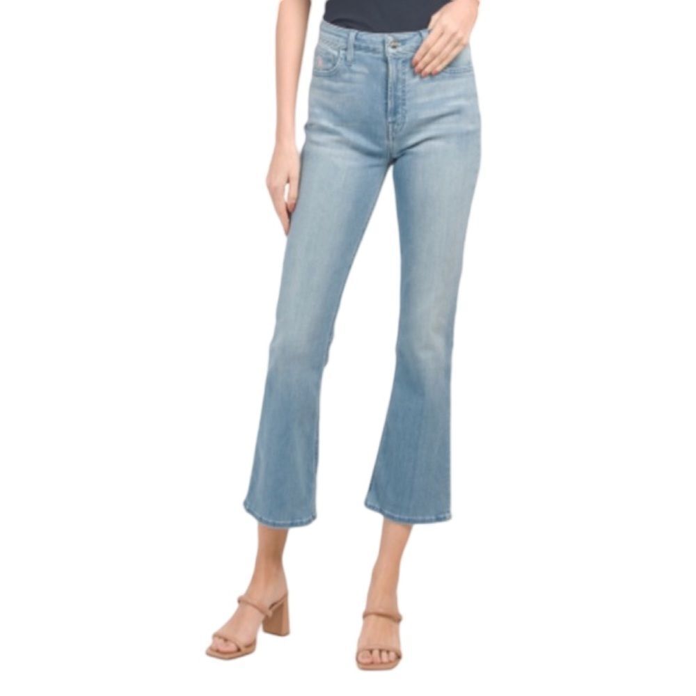 $109 NWT 7 For All Mankind Flower Embroidered Cropped Kick Jeans. Size 18